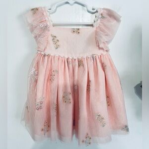 Peach floral spring Easter dress 12 month baby girl